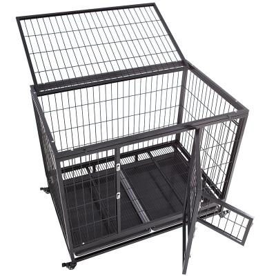 China Breathable Pet Supplies With Wheels Foldable Portable Pet Carrier Box Cage Heavy Duty Wire Dog Cage for sale