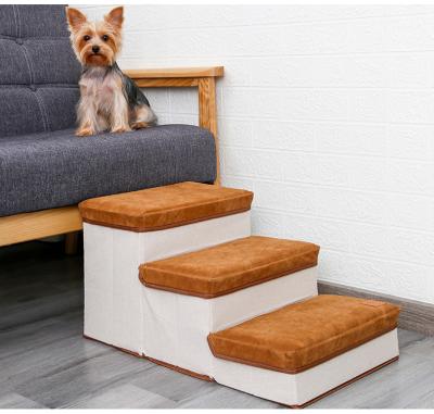 China Collapsible Rising Pet Ramp Pet Ladder Dog Stairs Storage Items Puppy Stairs Non-Slip Outdoor Soft Removable Cover for sale