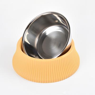 China Large Stainless Steel Pet Bowl Portable Removable Roman Plastic Pet Bowl Portable Column Shape Dog Bowl for sale