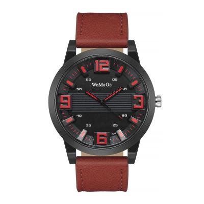 China Low moq full calendar logo customized fashion quartz sport watches for men alloy case with leather strap good quality and good price for sale