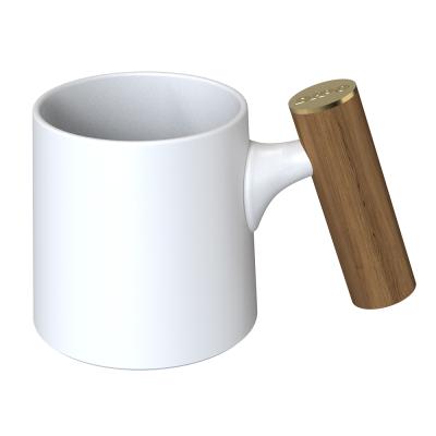 China Viable Ceramic Arabic Porcelain Coffee Cup Cappuccino Cup With Wooden Handle For Coffee for sale