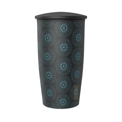 China Custom DHPO 16OZ Ceramic Double Wall Sustainable Travel Mug with Ceramic Infuser and Lid for sale