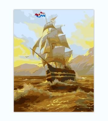 China Wholesale Classical/Postmodern Seaside Amazon 40x50cm Scenic Sailboat Landscape 3d Diamond Painting Diy Kit Wholesale Hand Painted for sale