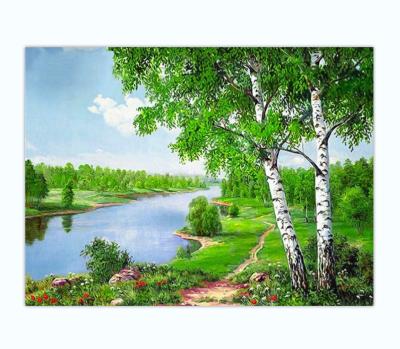 China New Classic/Postmodern Paintings and Mosaic Tree Wholesale High Quality Huacan 5d Diamond Art Painting Kits Season Landscape Modern Full Wall Arts FLB for sale