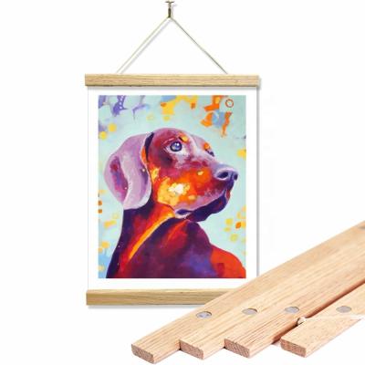 China Modern Magnetic Oak Wood Poster Frame Hanger - Wood Artwork Print Holder Poster Frame For Canvas Paintings Home Decor for sale