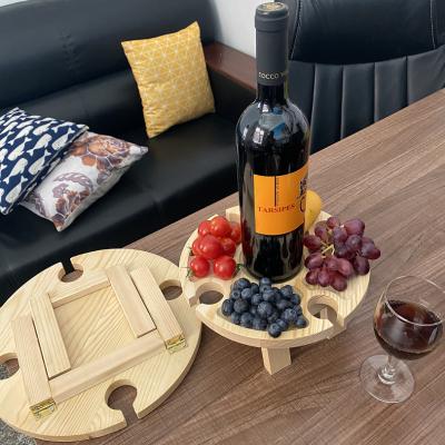 China Modern outdoor portable folding wooden folding wine table place red wine table couples picnic table for sale