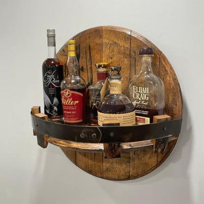 China Wooden Wine Cooling Storage Racks Wine Rack Holder Show Bourbon Whiskey Barrel Shelf Bourbon Whiskey Barrel Wine Rack for sale