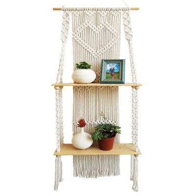 China High Quality Bohemian Minimalist Wall Hanging Macrame Art Hangers Home Basket Decor Plant Home Decor for sale