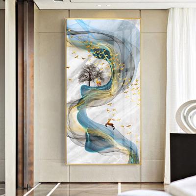 China Modern Light Luxury High-end Fantasy Entrance Hanging Painting Hall Decoration Painting Corridor Crystal Porcelain Mural Vertical Version for sale