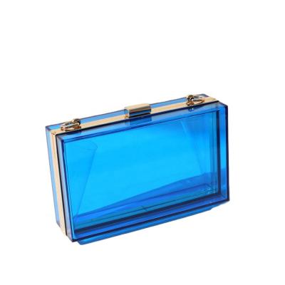 China New Pure Color Cost-Effective Acrylic Clear Transparent Shoulder Messenger Bag Summer Clutch Small Square Dinner Bag for sale