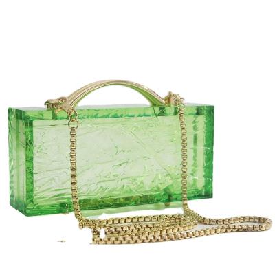 China Other Fashion Messenger Bag Clutch Lady Bags Transparent Fluorescent Green Acrylic Dinner Bag Wholesale for sale