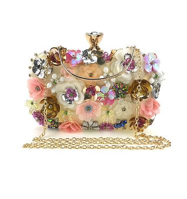 China Banquet Casual Handbags Banquet Clutch Handmade Flower Beaded Embroidery Dinner Bag Evening Wear Brand Designer Banquet Bag for sale