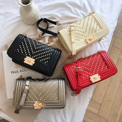 China New fashion ladies brand PU rivet handbag luxury messenger designer handbags lady bags bag for sale