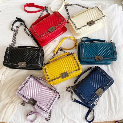 China Fashion Wholesale Lavender Fashion Ladies Design PU Ladies Chain Handbag Luxury Lady Bags Shoulder Bag for sale