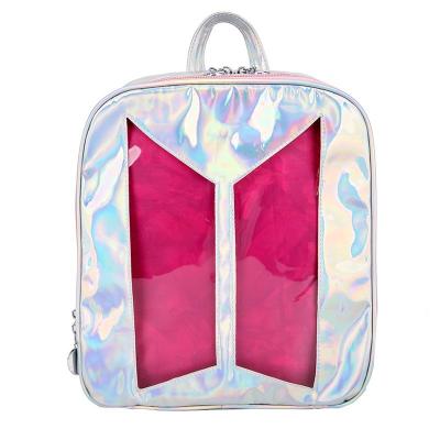 China 2021 new well-known designer girl's backpack fashion PU AIE backpack student transparent backpack waterproof with transparent window fashion for sale