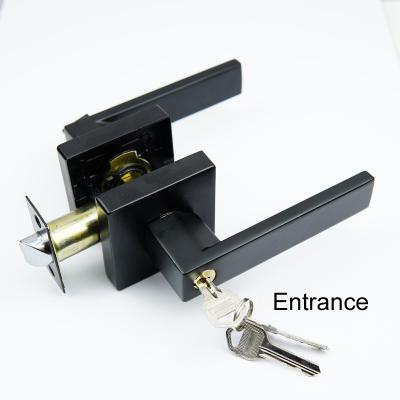 China Privacy Modern Interior Exterior Square Wooden Main Square Passage Entrance Door Knob Lever Dummy Black Tubular Lock Handle Lock for sale