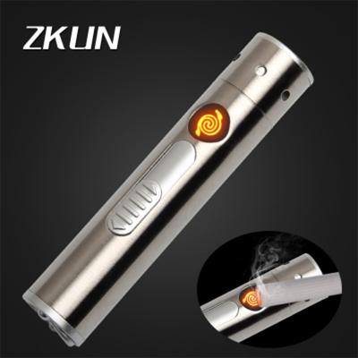 China Multifunctional Outdoor Activity Three-in-One USB Rechargeable Light Flashlight With Cigarette Lighter Lighter Flashlight for sale