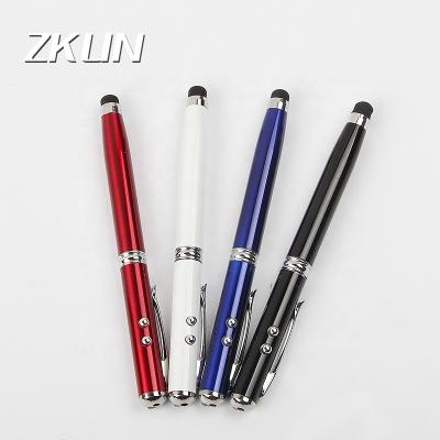 China Mobile Funtion Pen 2020 Popular Four in One Mental Laser Multifunction Pointer for Touch Screen Writing Pen Ballpoint Pen for sale