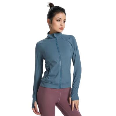 China Breathable Single Zipper Stand Neck Slim Running Women's Yoga Jacket Fitness Clothing Quick Dry Sports Jacket Custom Made for sale