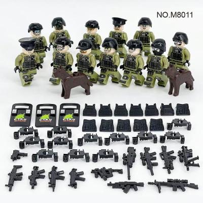 China Building Toy 12pcs/set HONG KONG City Police Anti-terrorism Soldier Figure Military Army Building Block M8011 for sale