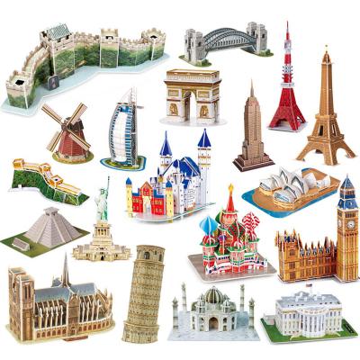 China Construction Toy Famous Structure Magic 3D puzzles mold paper puzzle for kids adults technology fit together for kid building blocks for sale