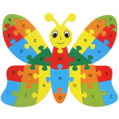 China Construction Toy Hot Sale High Quality Alphabet Letter Number Jigsaw 26 Models Wooden Animal Alphabet Puzzle for sale