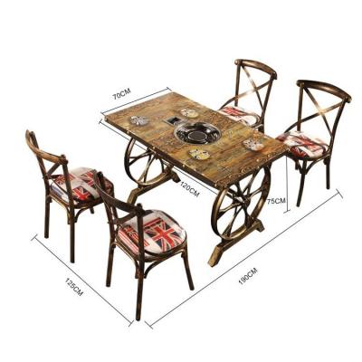 China Restaurant set commercial restaurant table furniture use hot pot table with grill for sale