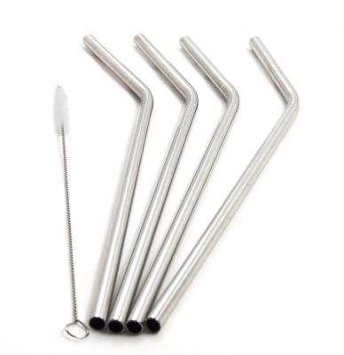 China Durable stainless steel drinking straws, set of 4 straws, plus cleaning brush in packing bag set for sale