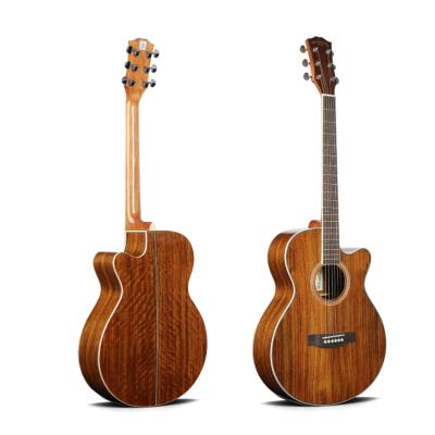 China Walnut OEM Accepted Custom Made High Quality Wooden Acoustic Guitar For Beginner for sale