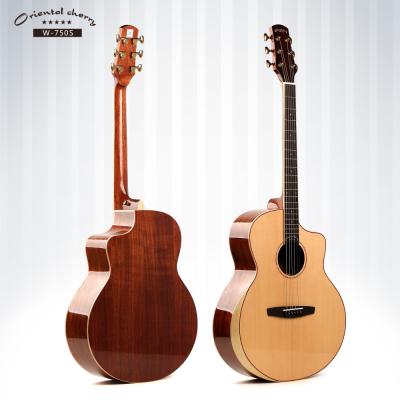 China AA Grade Solid Fir A Shape Cut Acacia Solid Wood Acoustic Guitar With Armrest for sale