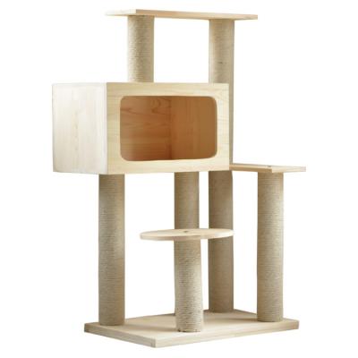 China Viable Hot Selling Pet Products Solid Wood Cute Scratch Frame Toy Tower For Cat Board for sale