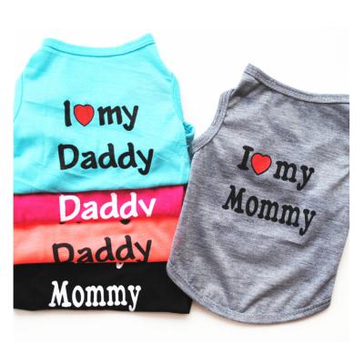 China Comfortalbel Sustainable Stretch Colorful I Love Dad Mum Polyester Dog Clothes for sale