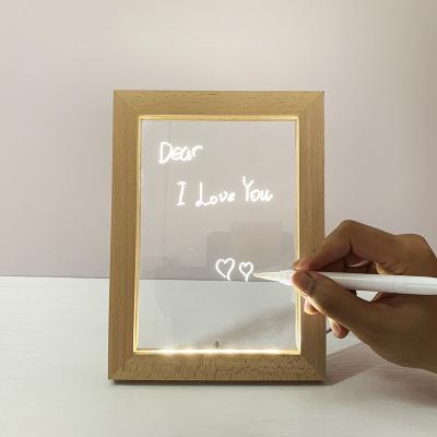 China Customized LED Wooden Night Light 3D Photo Frame Printing Lamp Creative Beech Wooden 3D Photo Frame Acrylic Night Light for sale