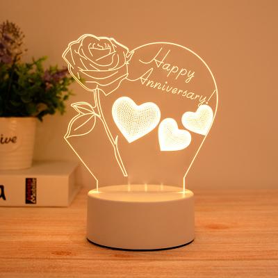 China Modern 3D Night Light Lamp LOVE Heart Christmas Valentine's Day Gift For Lover for sale