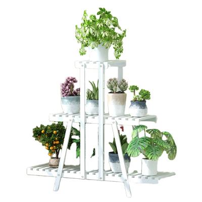 China Modern Wooden Plant Rack 9 Tier Plant Shelf 17 Flower Shelf Potted Plant Stand Rack for sale