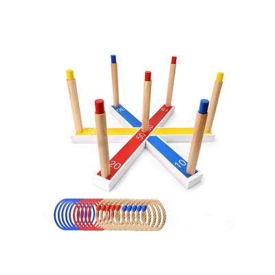 China OEM Wooden Ring Toss Game Set Outdoor Wooden With Bag Lawn Backyard Carry Fun Games Include 20 Rings for sale