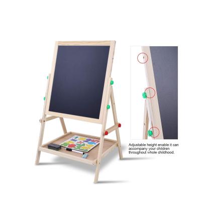 China OEM Wooden Wooden Easel For Kids Dual Side 2-in-1 Floor Standing High Stability Folding Well-polished Kids Writing Drawing Board for sale