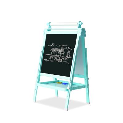 China OEM Wooden Wooden Easel For Kids Dual Side 2-in-1 Floor Standing High Stability Folding Well-polished Kids Writing Drawing Board for sale