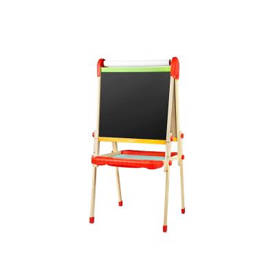 China OEM Wooden Wooden Easel For Kids Dual Side 2-in-1 Floor Standing High Stability Folding Well-polished Kids Writing Drawing Board for sale