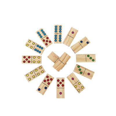 China OEM Domino Blocks Wooden Colors Bulk Dominoes Wooden Blocks Colored Dominoes Building Block Tile Set for sale