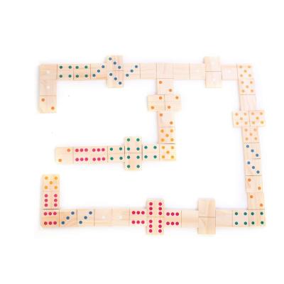 China OEM Domino Blocks Wooden Colors Bulk Dominoes Wooden Blocks Colored Dominoes Building Block Tile Set for sale