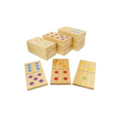 China OEM Domino Blocks Wooden Colors Bulk Dominoes Wooden Blocks Colored Dominoes Building Block Tile Set for sale