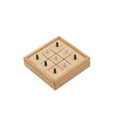 China Tac Toe Set Wood XOXO Wooden Wooden Board Game Tic OEM Portable Game Set for sale