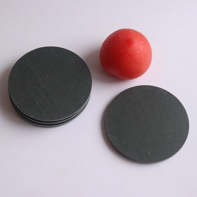 China Viable Natural Stone Sublimatuon Coasters Trend Direct Black Round Slate Display for sale