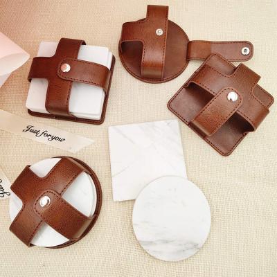 China Viable Promotional Gifts Laser Cut Design Slate Wooden Marble Tea Cup And Coasters for sale