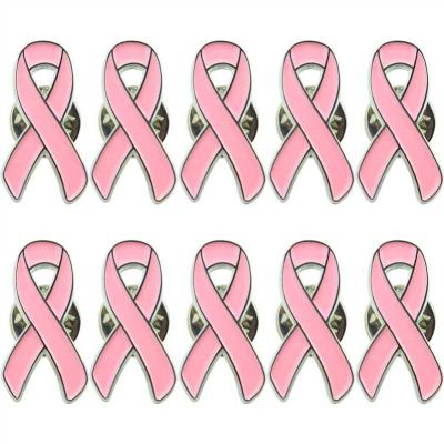 China Womens Jewelry Of America Pink Enamel Ribbon Brooch Pins Breast Cancer Survivor Awareness Hope Lapel Buttons Badges for sale