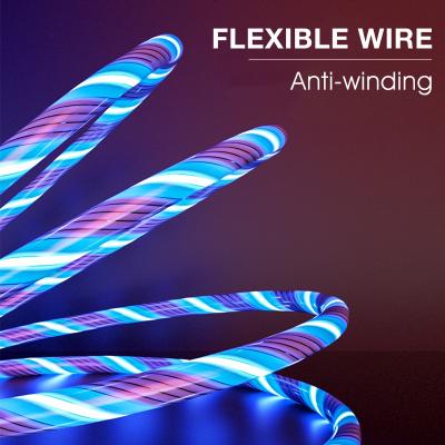 China USB C Micro Wire 3ft Flame MP3/MP4 Player Cable LED Glowing Colorful Data Line For iPhone Huawei Xiaomi for sale