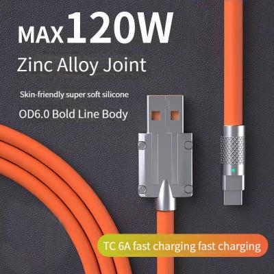 China 120W Type C Cable Silicon USB C Data Fast Charging MP3/MP4 Player New Arrival Zinc Alloy Wire For Huawei P40 P30 pro Oppo Xiaomi Redmi for sale