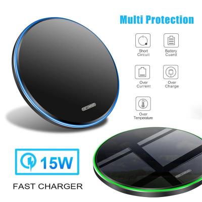 China 15W 5V 3A Mobile Phone Pad QI Wireless Charging Wireless Charger For iPhone 13 12 11 Samsung S20 S10 Fast Charger 9V 2A for sale