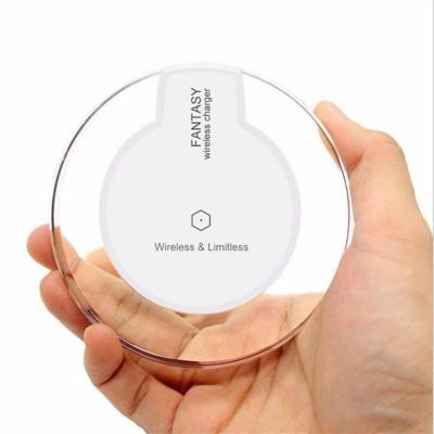 China Best Mobile Phone Gift For Promotion Radio Pad Transparent QI Charging Wireless Charger For iPhone Samsung S8 S9 S10 for sale